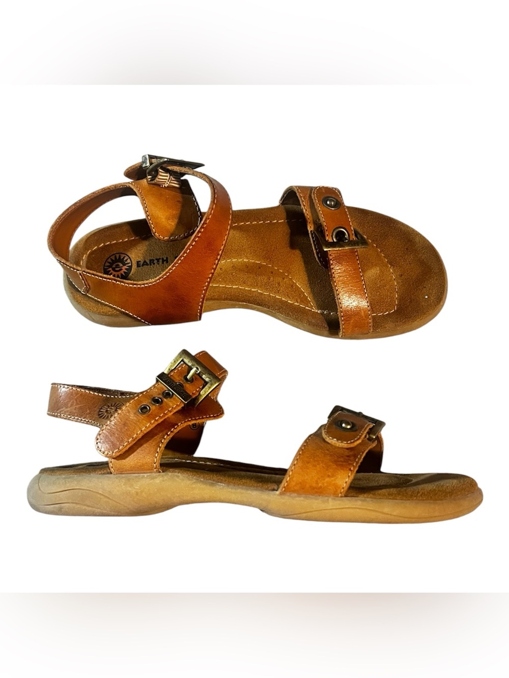 Earth shoe MINNOW 3 Cognac Brown Leather Buckle Sandals